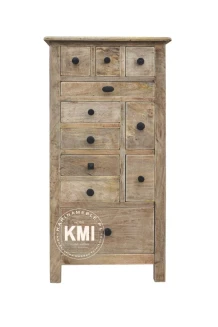 Wąska Komoda Rustykalna Milford 100 cm | 11 Szufladek | Meble Loftowe