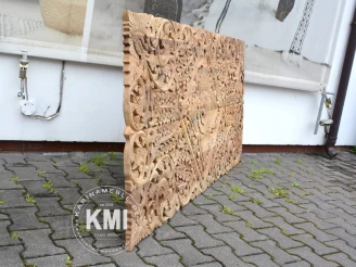 Indyjski panel drewniany 90x180 cm – ręcznie rzeźbiony zagłówek w stylu orientalnym boho
