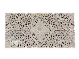 Bielony Zagłówek Boho | Ręcznie Rzeźbiony Panel z Drewna Mango