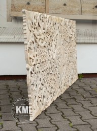 Bielony Zagłówek Boho | Ręcznie Rzeźbiony Panel z Drewna Mango