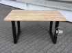 stół loftowy nierozłożony 150 cm na wprost naturalny drewniany blat na czarnych metalowych płozach