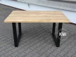 stół loftowy nierozłożony 150 cm na wprost naturalny drewniany blat na czarnych metalowych płozach