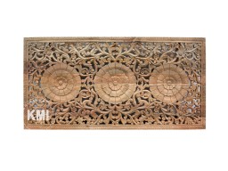 Zagłówek Drewniany Boho | Panel Ścienny Rzeźbiony z Litego Mango