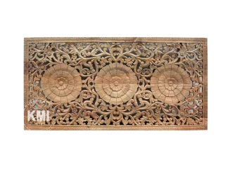 Zagłówek Drewniany Boho | Panel Ścienny Rzeźbiony z Litego Mango