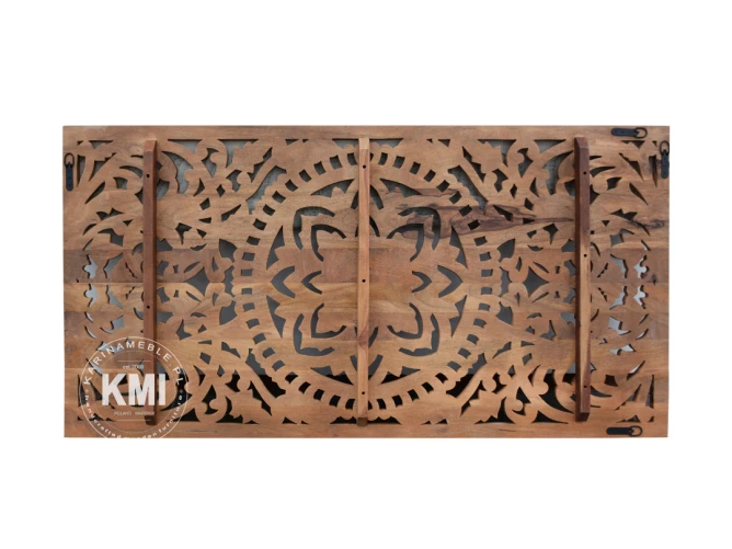 drewniany zagłówek do łóżka - widok  z tyłu