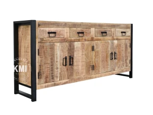 Komoda loftowa industrialna Just For Me 180 cm z drewna mango i metalu
