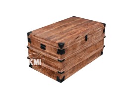 Loftowy Stolik Kawowy Skrzynia 100x58 cm | Postarzanego Drewno Mango