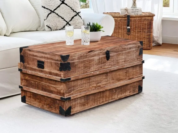 potężny stolik kawowy skrzynia 100x58 cm z litego drewna mango meble loftowe