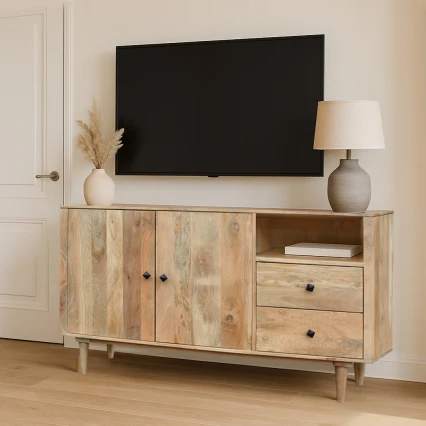 Komoda z Półką BohoWood 150 cm | Meble Boho z Drewna Mango