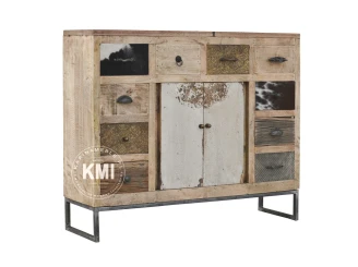 meble drewniane | komoda z szafką i szufladkami postarzane vintage
