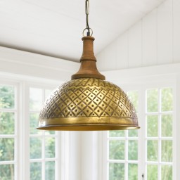 orientalna lampa metalowa Brass z młotkowanym wzorem