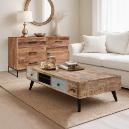 Stolik Kawowy Loftowy | Drewno Mango, Styl Industrialny