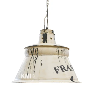 Biała loftowa lampa metalowa – widok z przodu