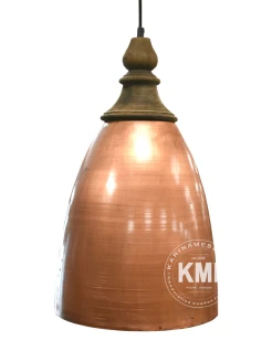 Lampa loftowa metalowa Copper – widok z przodu, klosz miedziany