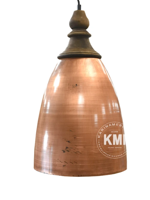 Lampa industrialna z miedzi – widok boczny