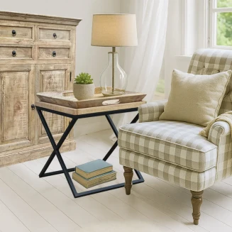 Drewniany Stolik / Pomocnik pod lampę Tray Table | Meble Loftowe