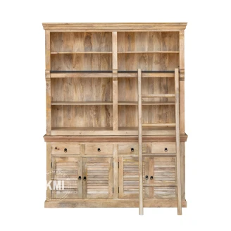 Biblioteczka QUEEN z drabiną – drewniana biblioteczka z mango, meble indyjskie