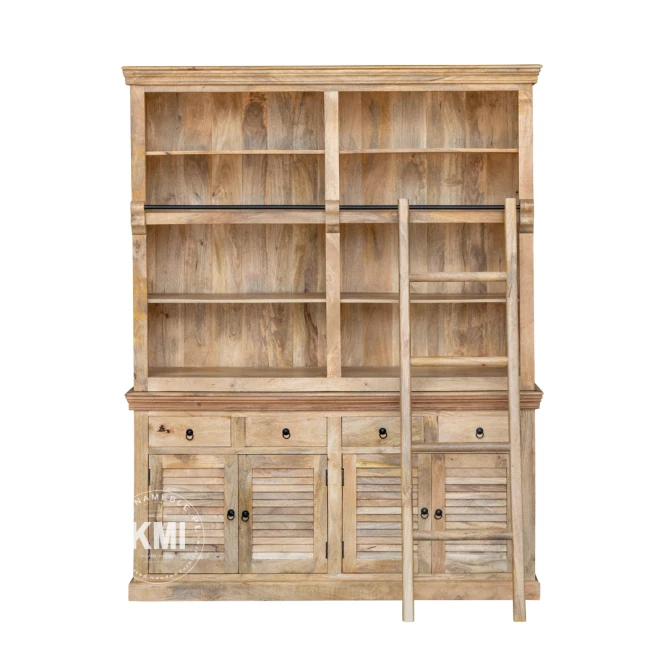 Biblioteczka QUEEN z drabiną – drewniana biblioteczka z mango, meble indyjskie