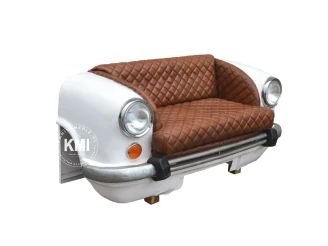 meble loftowe metalowe sofa Ambasador biała pikowana
