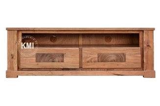 Rustykalna Szafka RTV Frozen 145 cm | Lite Drewno Akacja Premium