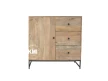 komoda industrialna easy 88 cm na wprost naturalne drewno mango 3 szuflady na czarnych nogach