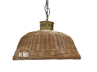 naturalna lampa rattanowa duży klosz na stół