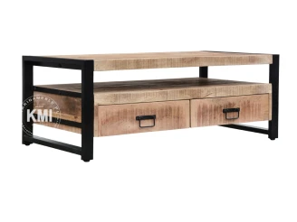 loftowe styl stolik z szufladami Just For Me - postarzane drewno i metal
