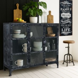 Metalowa Witryna Loft Postarzana | Meble Industrialne do Jadalni