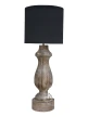 drewniana lampa z abażurem