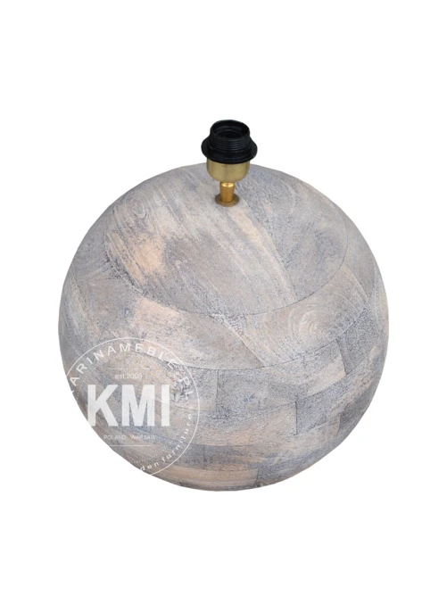 lampa stołowa kula drewniana