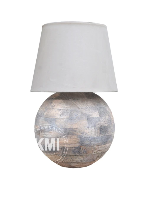 lampa kula drewniana z abazurem