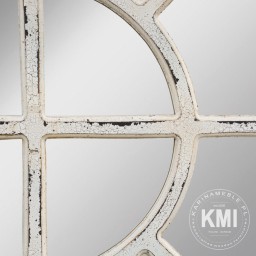 Okrągłe Lustro Okno Białe Styl Rustykalny | Meble Hampton