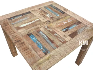 meble do salonu | kwadratowy stół 90x90 postarzane mango loft vintage
