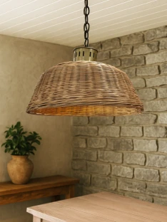 Duża lampa rattanowa boho – naturalne oświetlenie rattanowe