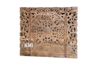 meble drewniane do sypialni rzeźbiony zagłówek 160 cm mandala