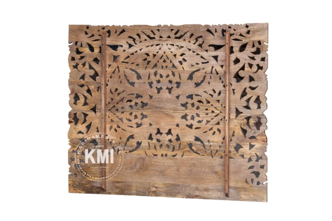 meble drewniane do sypialni rzeźbiony zagłówek 160 cm mandala