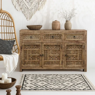 Drewniana Komoda Shanti 150 cm | Meble indyjskie orientalne rzeźbienia