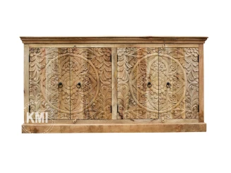 Komoda Orientalna Rzeźbiona Mandala 180 | 4-Drzwiowa Meble Indyjskie
