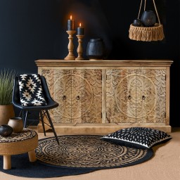 Komoda Orientalna Rzeźbiona Mandala 180 | 4-Drzwiowa Meble Indyjskie