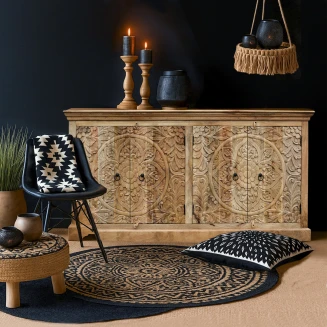 Komoda Orientalna Rzeźbiona Mandala 180 | 4-Drzwiowa Meble Indyjskie