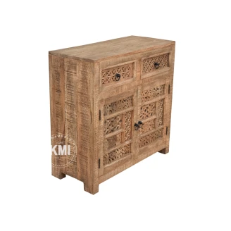 Komoda 90 cm. Szuflada z ażurowym frontem i metalowym uchwytem. Meble indyjskie do orientalnych wnętrz.