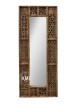 Orientalne Lustro Rzeźbione Shanti 150x60 z litego drewna Mango. Meble Indyjskie z ażurową ramą drewniane.