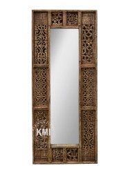 Orientalne Lustro Rzeźbione Shanti 150x60 z drewna | Meble Indyjskie