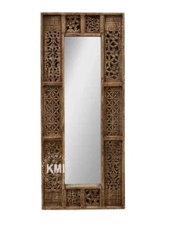 Orientalne Lustro Rzeźbione Shanti 150x60 z drewna | Meble Indyjskie