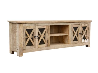 Rustykalna szafka pod telewizor (180 cm). Meble indyjskie w stylu farmhouse.
