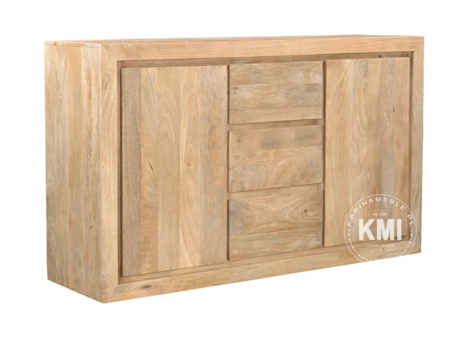 Meble Drewniane : Nowoczeszna Komoda 150 cm. z litego drewna mango w jasnym odcienie