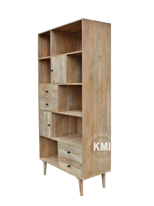 drewniana biblioteczka w stylu boho meble indyjskie do salonu