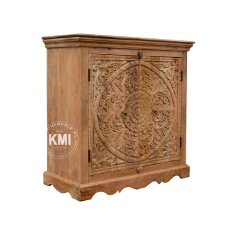 meble orientalne z drewna mango - komoda rzeźbiona mandala do salonu w stylu lub sypialni.