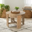 okrągły stolik kawowy Chakki 60cm z drewna mango rzeźbiony bok w stylu boho