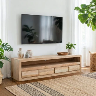 Szafka RTV Mango 200 cm z Szufladami | Nowoczesne Meble Drewniane